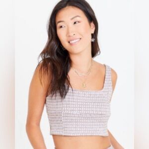NWT Altar’d State purple and brown houndstooth fitted crop top size s small